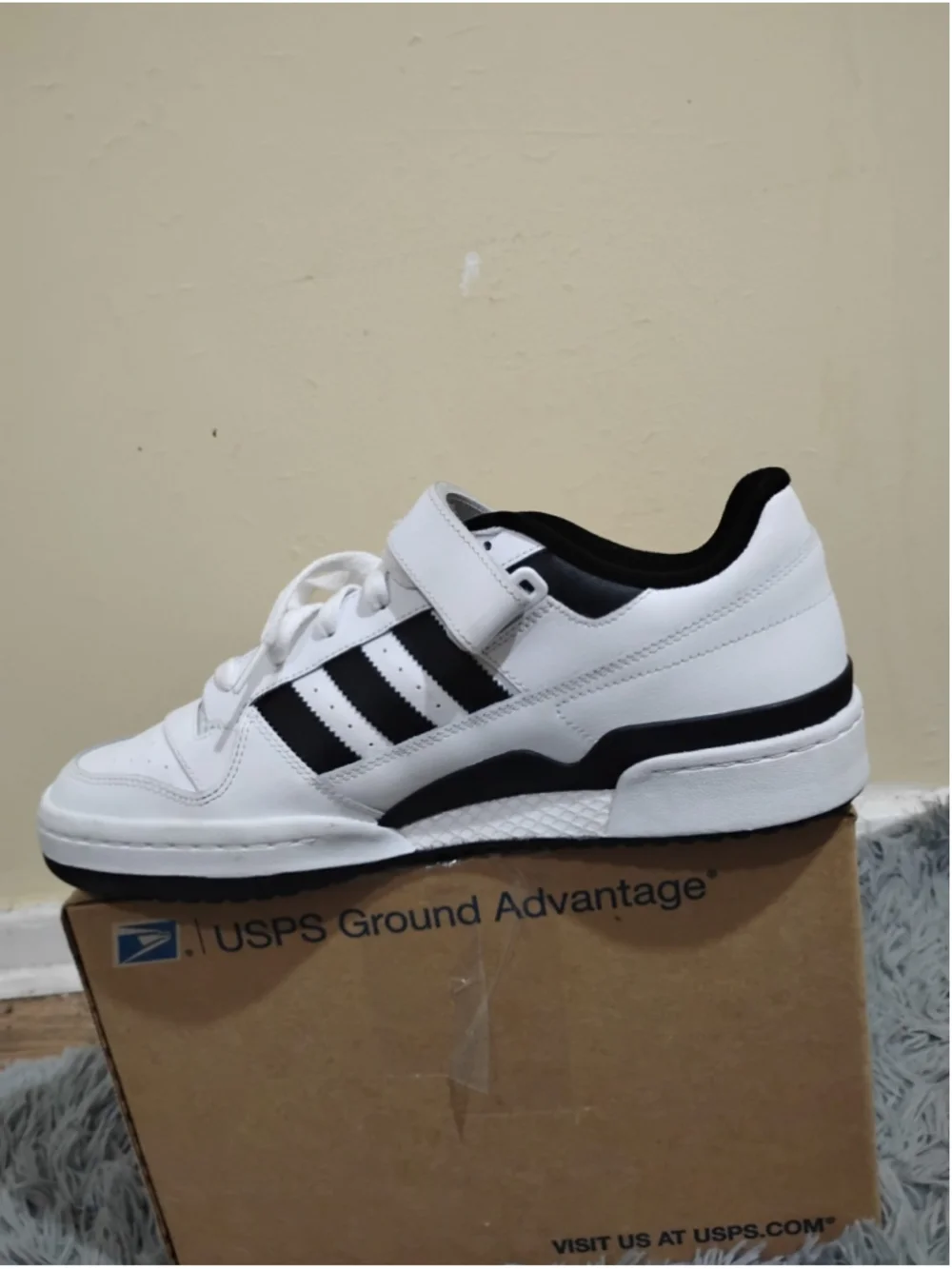 Adidas Forum Low Shoes Mens Size 13 White Black Strap Sneakers Originals FY7757